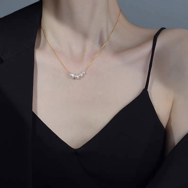 Autumn and Winter New Pearl Necklace Light Luxury Minority Design Women's Simple Clavicle Chain