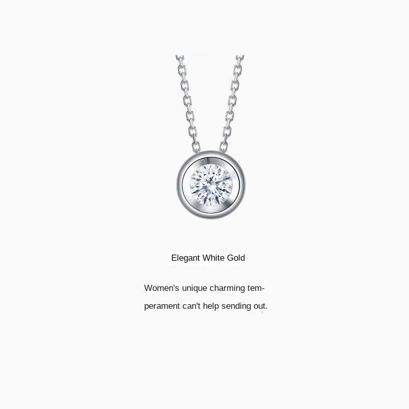Moissanite S925 Sterling Silver round Bubble Necklace Female Pendant