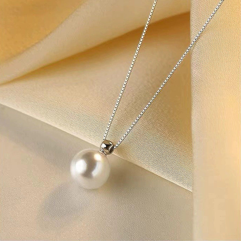 S925 Sterling Silver Pearl Necklace Female Clavicle Chain for Girlfriend Fashion Simple