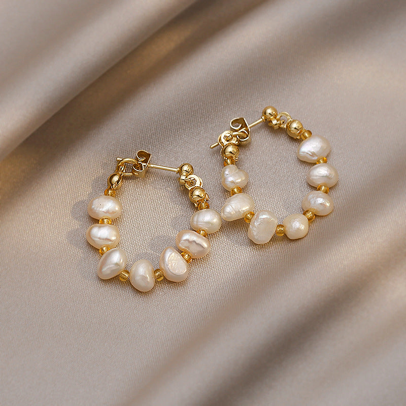 Fresh Water Pearl Earrings Earrings Design Sense Earrings Fashion Temperament 925 Silver Pin Eardrops