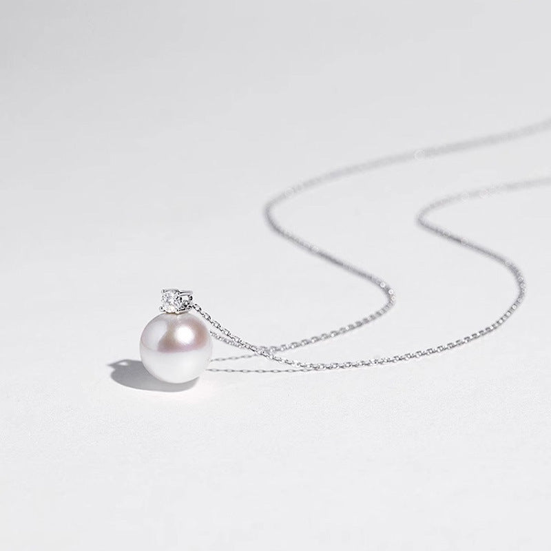 925 Sterling Silver Princess Diana Natural Freshwater Pearl Necklace Women's Clavicle Chain All-Match Autumn and Winter High Sense