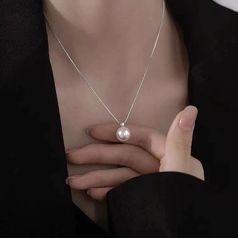 S925 Sterling Silver Pearl Necklace Female Clavicle Chain for Girlfriend Fashion Simple